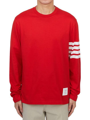 Jersey 4-Bar Long Sleeve T-Shirt Red - THOM BROWNE - BALAAN 1