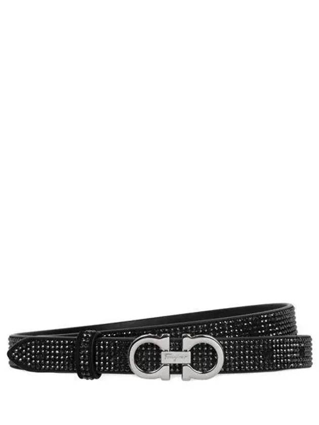 Gancini Crystal Belt Black - SALVATORE FERRAGAMO - BALAAN 2