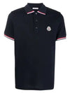 Logo Patch Three-Line Collar Short Sleeve Polo Shirt Navy - MONCLER - BALAAN 2