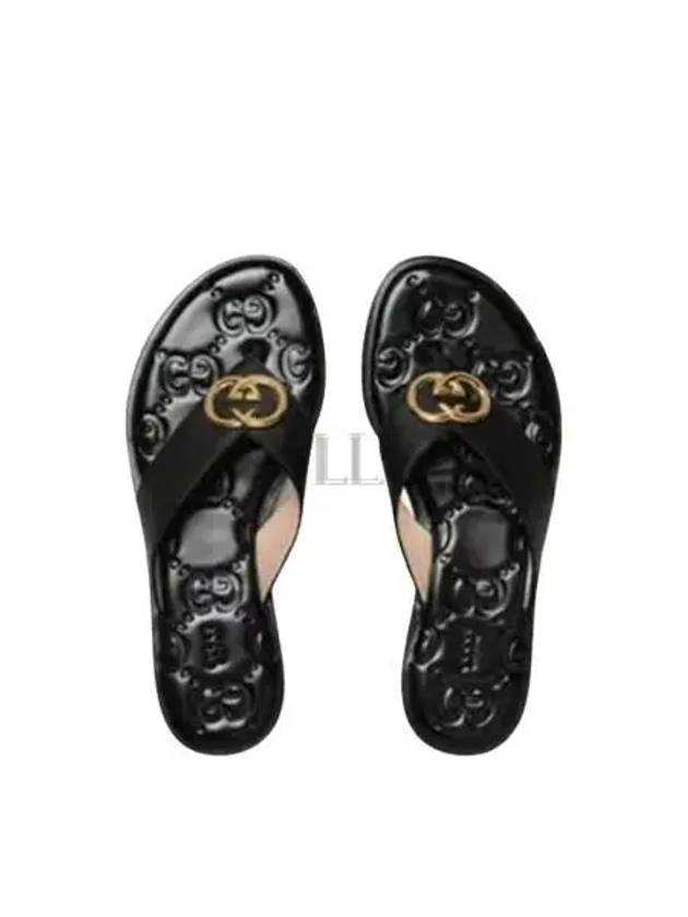 Interlocking G-T Strap Sandals Flip Flops Black - GUCCI - BALAAN 2