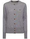 Bea Logo Wool Cardigan Grey - VIVIENNE WESTWOOD - BALAAN 1