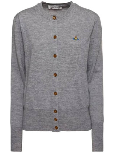 Bea Logo Wool Cardigan Grey - VIVIENNE WESTWOOD - BALAAN 1