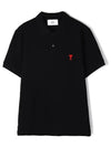 Small Heart Logo Polo Shirt Black - AMI - BALAAN 2