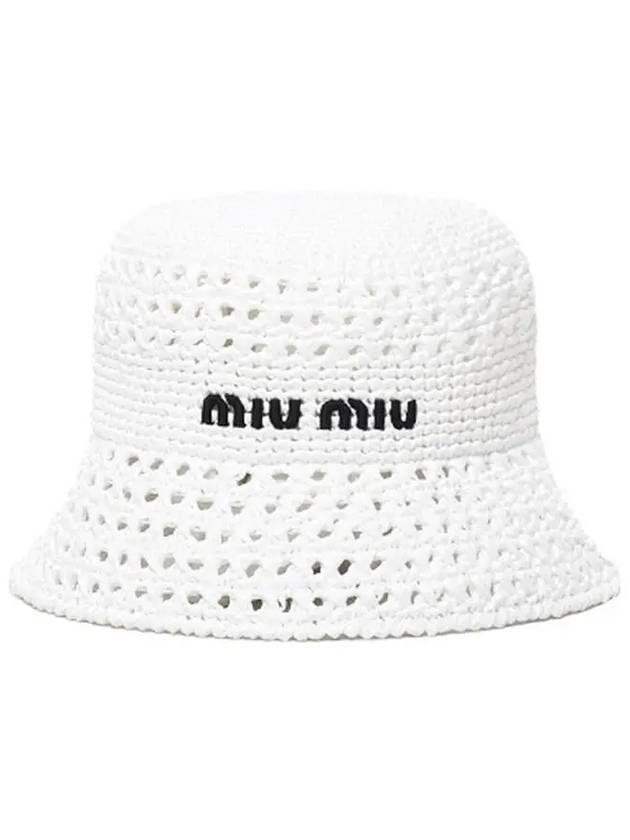 Women's Viscose Raffia Bucket Hat White - MIU MIU - BALAAN 2