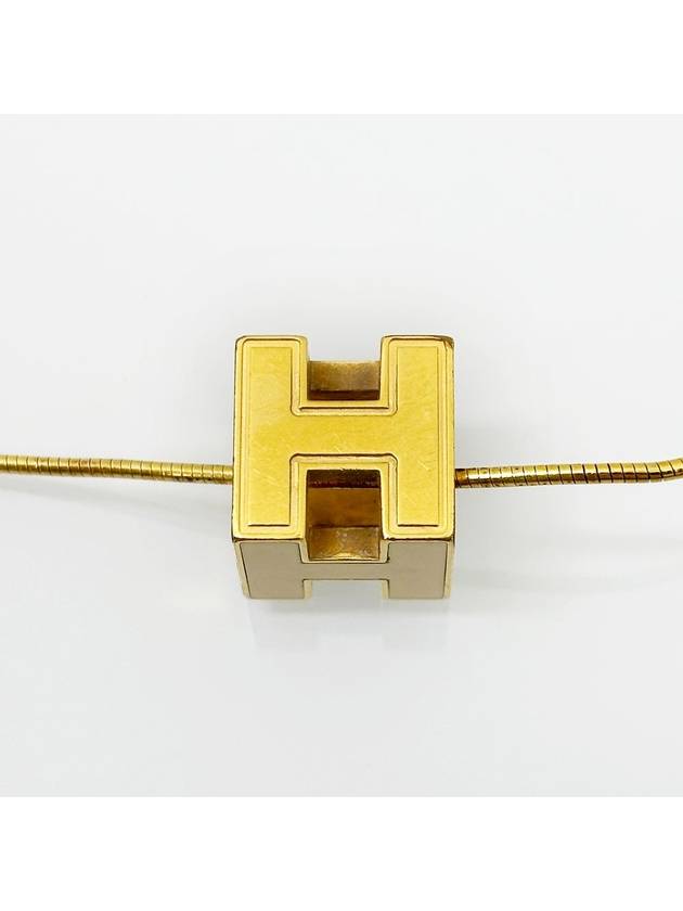 Gold H Cube Pendant Snake Necklace 4VHEA36618 - HERMES - BALAAN 3