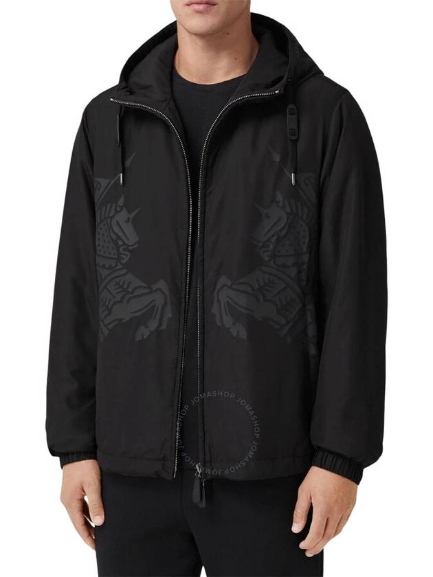 Men's Equestrian Knight Print Hooded Jacket Black - BURBERRY - BALAAN 3