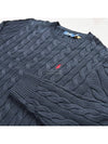 Embroidered Pony Logo Cable Knit Top Navy - POLO RALPH LAUREN - BALAAN 8