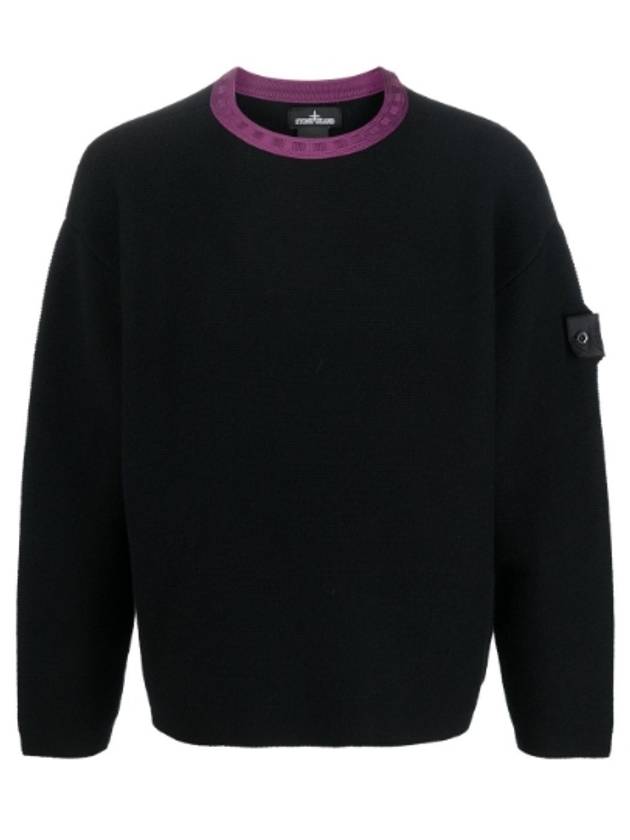 22FW Stone Island Shadow Project Crenneck Black Wool Knit Sweater 77195042U - STONE ISLAND - BALAAN 1