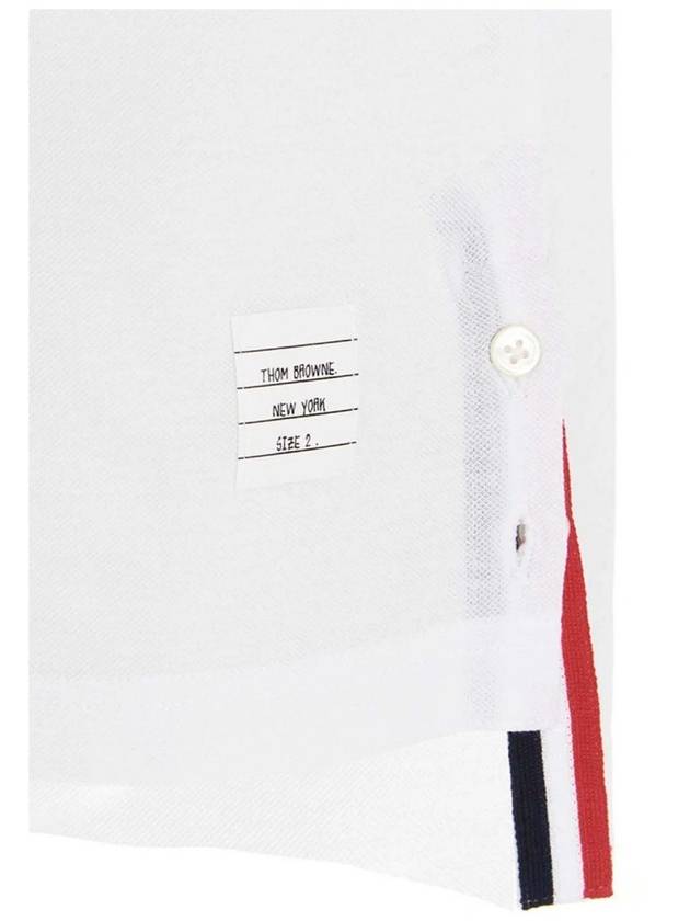 Men's Three Stripes Pocket Mercerized Short Sleeve Polo Shirt White - THOM BROWNE - BALAAN 5