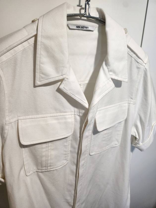 turn up WHITE DENIM SHIRT - NEIL BARRETT - BALAAN 6