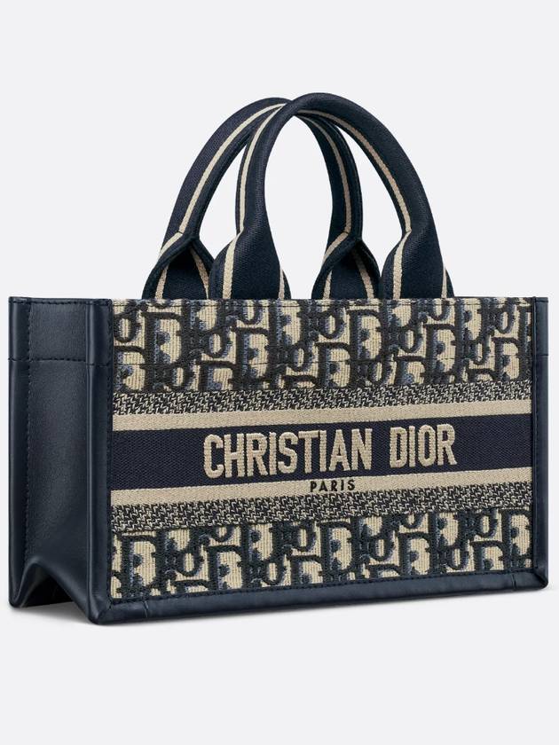 East West Oblique Embroidery Strap Book Tote Bag Blue - DIOR - BALAAN 2