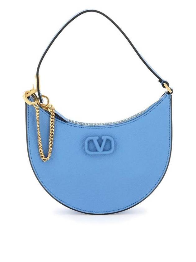 V Logo Hobo Leather Shoulder Bag Sky Blue - VALENTINO - BALAAN 1