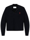 Small Heart Long Sleeve Polo Shirt Black - AMI - BALAAN 2