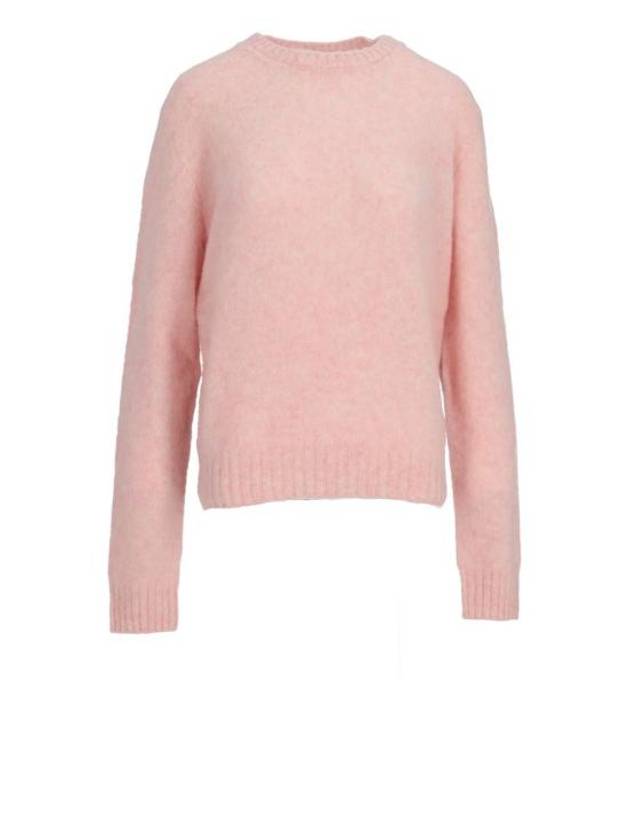 Shetland wool crewneck knit top alabaster pink - PRADA - BALAAN 1