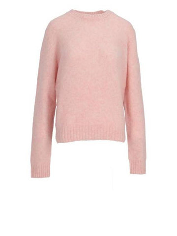 Shetland wool crewneck knit top alabaster pink - PRADA - BALAAN 1