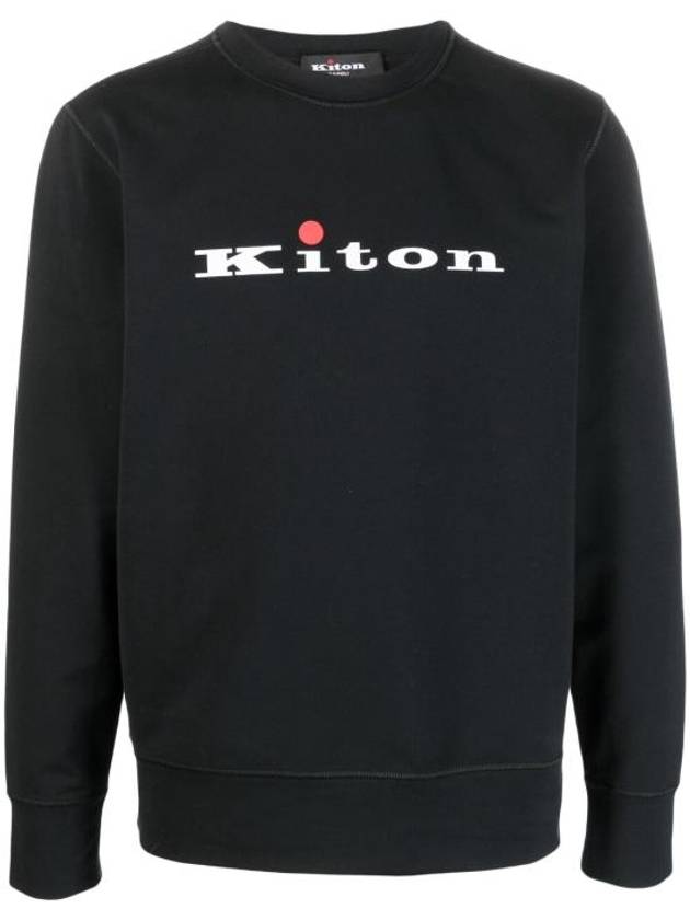 Logo Print Cotton Sweatshirt Black - KITON - BALAAN 1