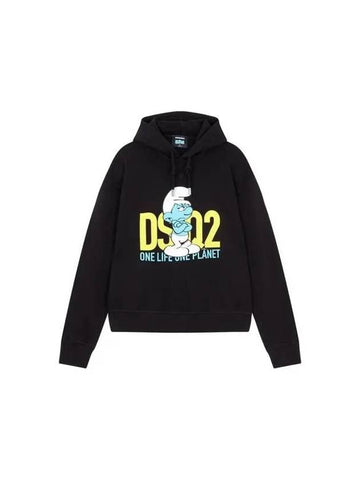 Women s Grumpy Smurfs Hooded Sweatshirt Black - DSQUARED2 - BALAAN 1