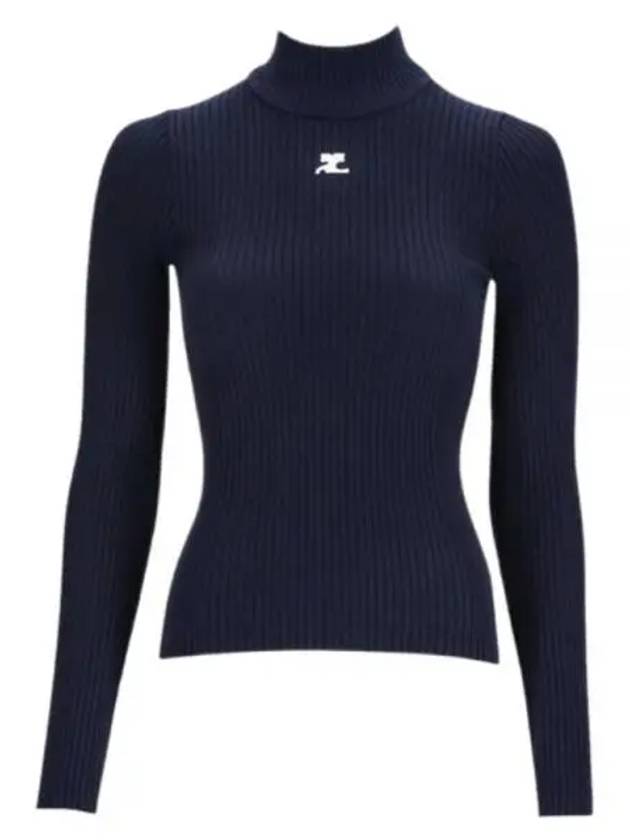 Mockneck Rib Knit Top Navy - COURREGES - BALAAN 2