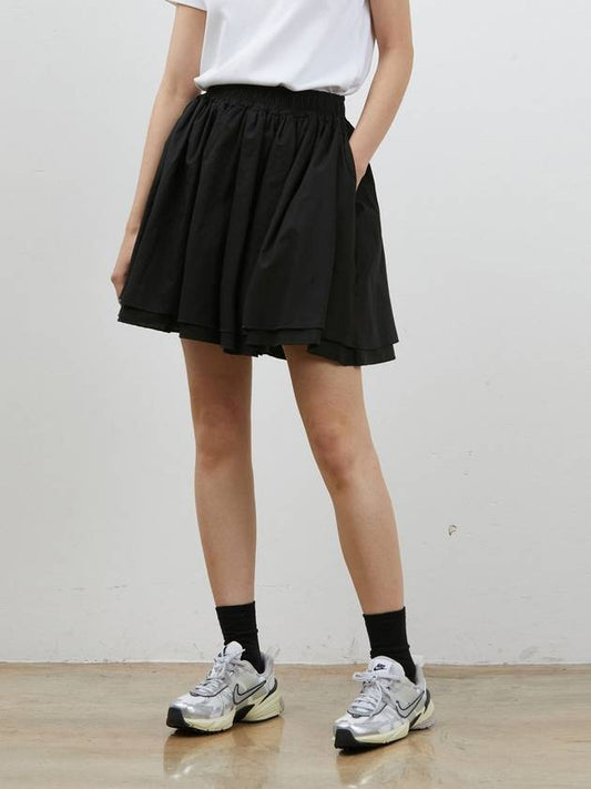 Double frill cotton miniskirt black - RYUL+WAI: - BALAAN 1