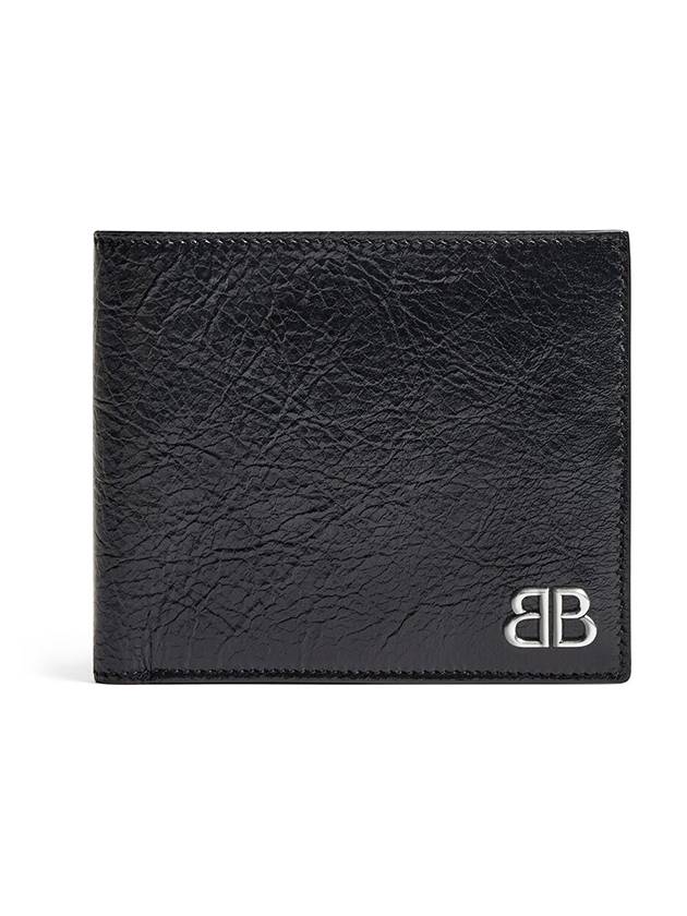 Monaco Embellished Logo Leather Half Wallet Black - BALENCIAGA - BALAAN 2