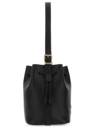 Logo Leather Bucket Bag Black - MIU MIU - BALAAN 1