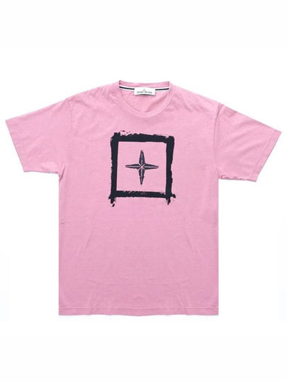 Stancil Printing Short Sleeve T-Shirt Pink - STONE ISLAND - BALAAN 2