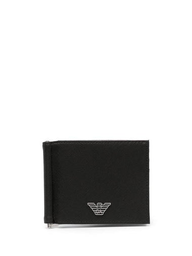 Leather Compact Card Wallet Black - EMPORIO ARMANI - BALAAN 1