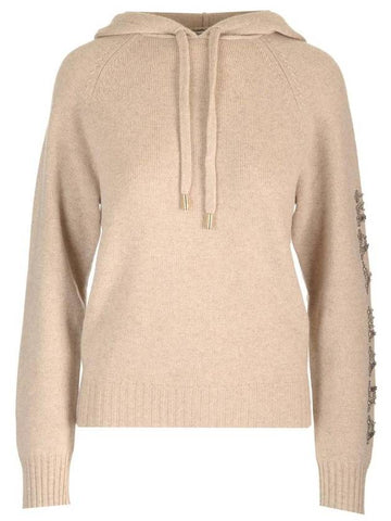 Women's Ananas Wool Cashmere Knit Hoodie Beige - MAX MARA - BALAAN 1