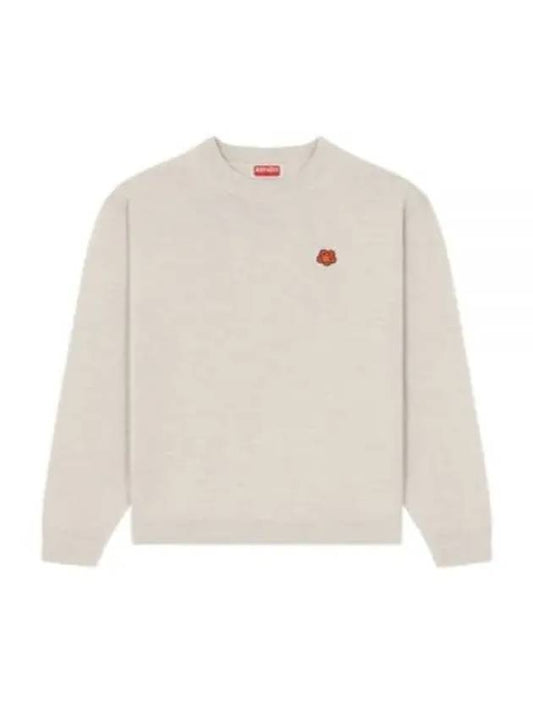 Boke Flower Crest Embroidered Wool Knit Top Light Grey - KENZO - BALAAN 2