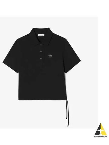 Women s side ribbon polo shirt black - LACOSTE - BALAAN 1