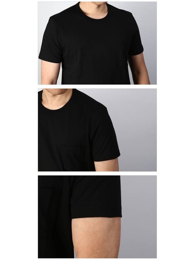 Cotton Chest Pocket Short Sleeve T Shirt Black - TOM FORD - BALAAN 3