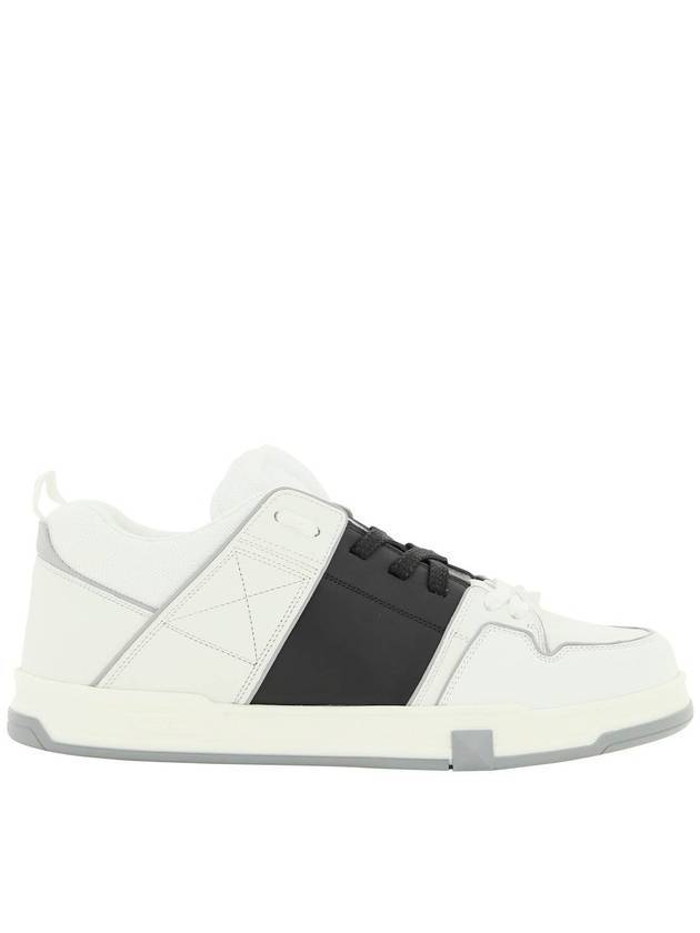 Open Skate Black Band Leather Low Top Sneakers White - VALENTINO - BALAAN 1