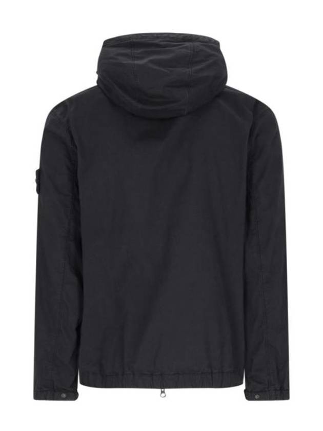 Cotton Twill Stretch Hooded Jacket Black - STONE ISLAND - BALAAN 3