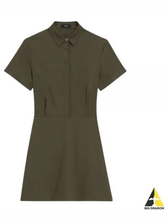 Short Sleeve A Line Dress in Good Linen O0203605 F5J - THEORY - BALAAN 1
