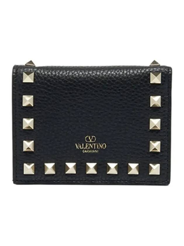 Rockstud Logo Half Wallet Black - VALENTINO - BALAAN 5