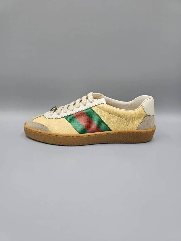 Men s Web Stripe Leather Sneakers 624486 - GUCCI - BALAAN 4