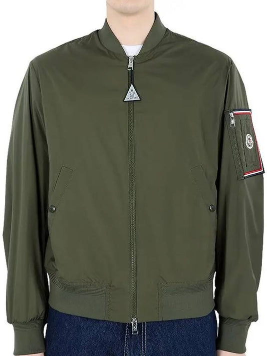 Men's Bharani Logo Patch Bomber Jacket Olive - MONCLER - BALAAN 2