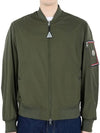 Men's Bharani Logo Patch Bomber Jacket Olive - MONCLER - BALAAN 3