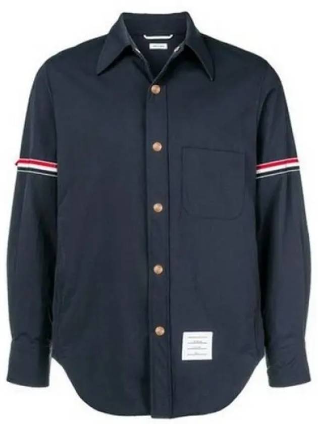 Three Stripes Armband Nylon Long Sleeve Shirt Navy - THOM BROWNE - BALAAN 2