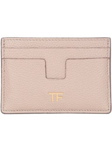 TF Gold Logo Card Wallet Beige - TOM FORD - BALAAN 1