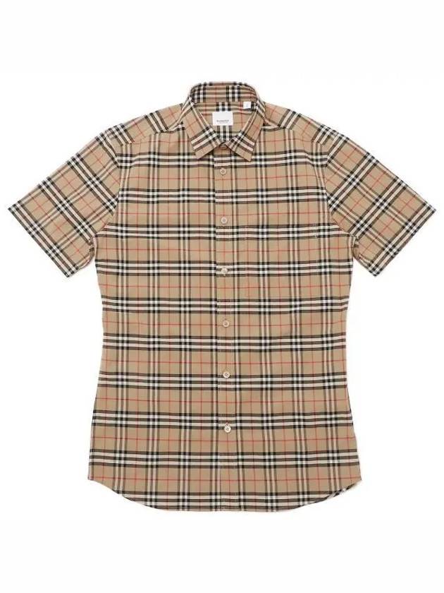 Small Scale Check Stretch Short Sleeve Shirt Archive Beige - BURBERRY - BALAAN 2