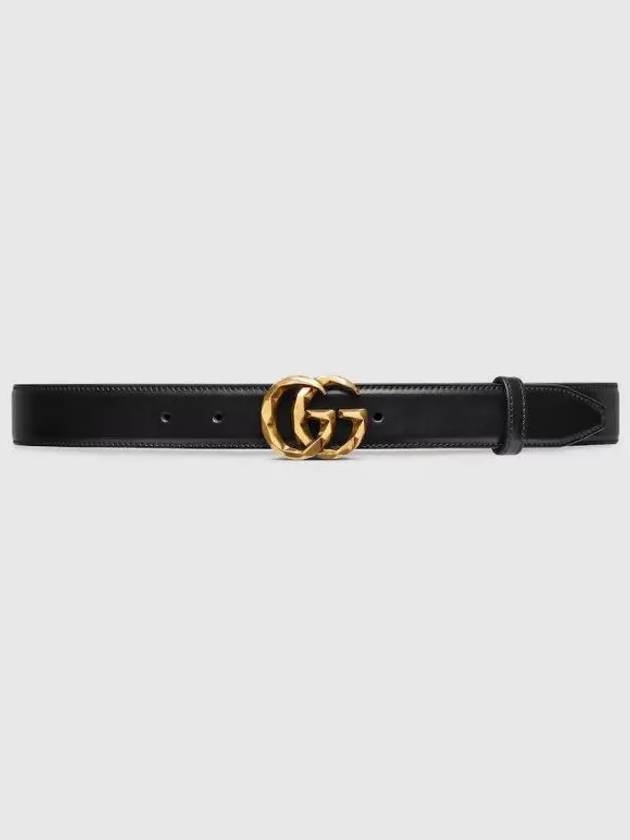 GG Marmont Leather Belt Black - GUCCI - BALAAN 1