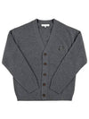 Bold Fox Head Patch Comfort Ribbed Cardigan Grey Melange - MAISON KITSUNE - BALAAN 5