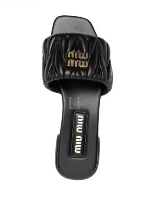 Matelasse Nappa Leather Slippers Black - MIU MIU - BALAAN 2