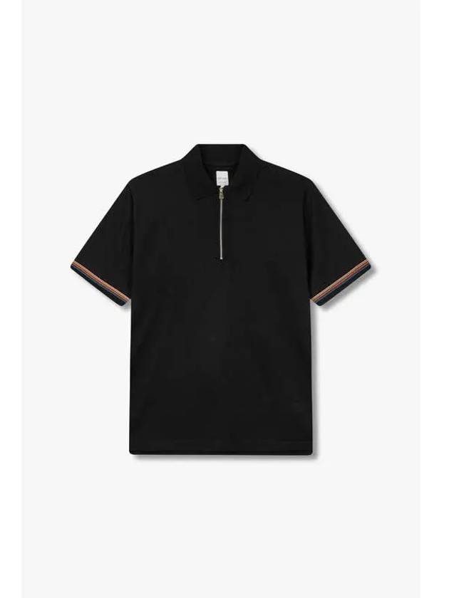 Half zip up cotton pique shirt black - PAUL SMITH - BALAAN 1