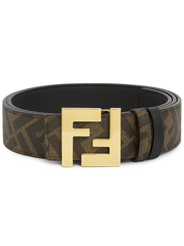 FF Buckle Pattern Reversible Leather Belt Black - FENDI - BALAAN 3