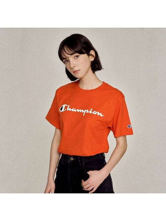 Classic Script Graphic Jersey Short Sleeve T-Shirt Orange - CHAMPION - BALAAN 2