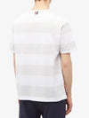 Men's Rugby Striped Pick Pocket Short Sleeve T-Shirt Pale Grey White - THOM BROWNE - BALAAN 6