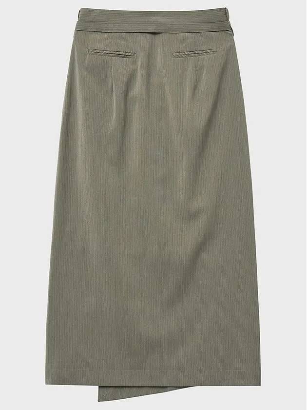 Belted Striped Wrap A-Line Skirt Khaki - NOIRER FOR WOMEN - BALAAN 4