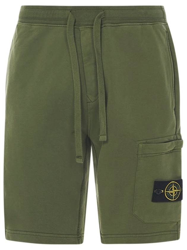 Wappen Patch  Fleece Bermuda Shorts Olive Green - STONE ISLAND - BALAAN 1